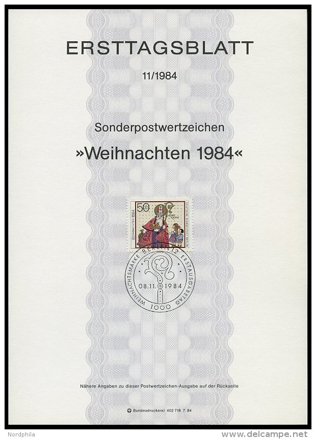 ERSTTAGSBL&Auml;TTER 708-29 BrfStk, 1984, Kompletter Jahrgang, ETB 1 - 11/84, Pracht - Sonstige & Ohne Zuordnung