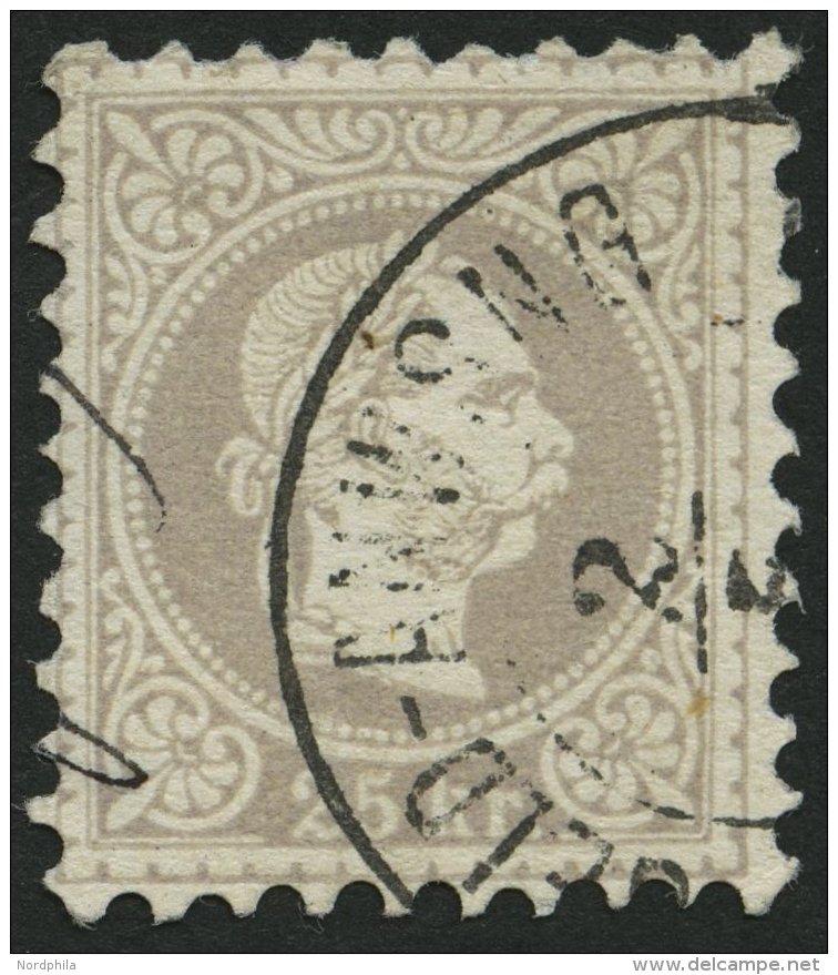 STERREICH 40IIa O, 1881, 25 Kr. Lilagrau, Feiner Druck, Pracht, Fotoattest Puschmann, Mi. 180.- - Sonstige & Ohne Zuordnung