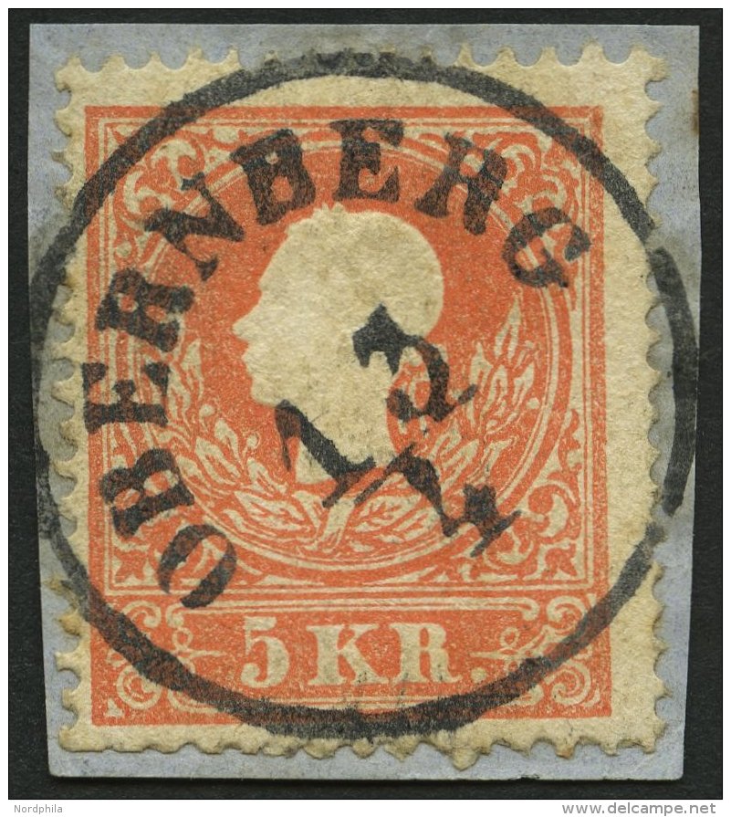 STERREICH 13I BrfStk, 1858, 5 Kr. Rot, Type I, Zentrischer K1 OBERNBERG, &uuml;blich Gez&auml;hnt, Prachtbriefst&uuml;ck - Sonstige & Ohne Zuordnung