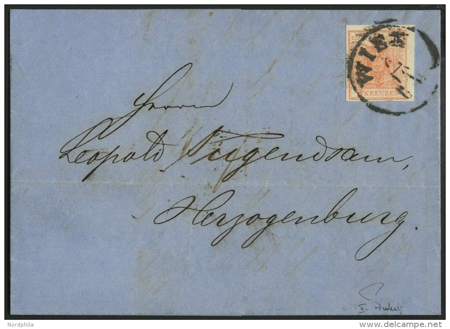 STERREICH 3Y BRIEF, 1858, 3 Kr. Rosa, Maschinenpapier, Type IIIc, K1 WIEN, Prachtbrief Nach Herzogenburg, Gepr. Dr. Ferc - Usados