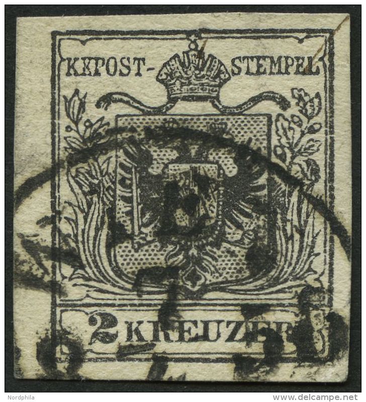 STERREICH 2Ya O, 1854, 2 Kr. Schwarz, Maschinenpapier, Type III, K1 WIEN 1. EXP., Pracht - Sonstige & Ohne Zuordnung