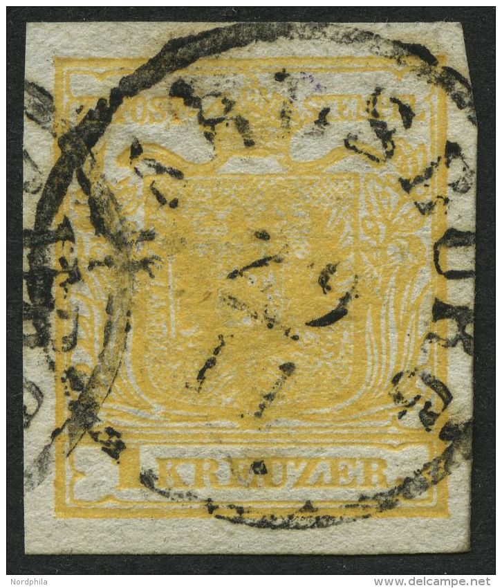 STERREICH 1Xa O, 1850, 1 Kr. Gelb, Handpapier, Type Ia, K1 KARLSBURG, Pracht - Sonstige & Ohne Zuordnung