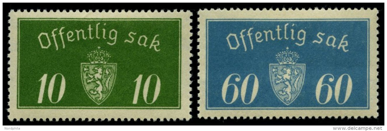 DIENSTMARKEN D 12I,19I *, 1933, 10 &Oslash; Gr&uuml;n Und 60 &Oslash; Gr&uuml;nblau, Type I, Falzreste, 2 Prachtwerte - Otros & Sin Clasificación