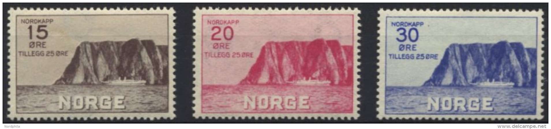 NORWEGEN 159-61 *, 1930, Nordkap, Falzrest, Prachtsatz - Gebraucht