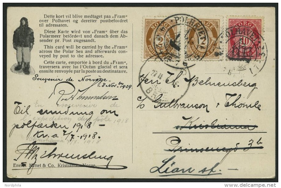 NORWEGEN 76, 79 BRIEF, 1924, Fram - Karte, Von POLHAVET Nach Finnland, Pracht - Sonstige & Ohne Zuordnung