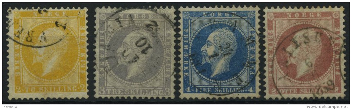 NORWEGEN 2-5 O, 1856/7, K&ouml;nig Oskar, Alle Mit Ortsstempeln, Prachtsatz, Mi. 239.- - Otros & Sin Clasificación