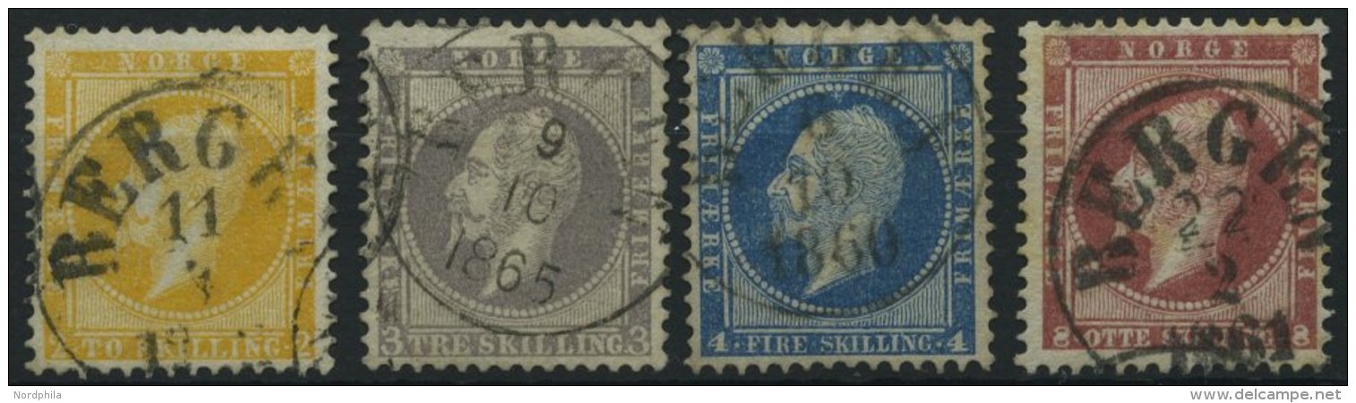 NORWEGEN 2-5 O, 1856/7, K&ouml;nig Oskar, Alle Mit K1 BERGEN, Prachtsatz, Mi. 239.- - Otros & Sin Clasificación