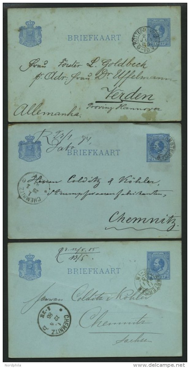 NIEDERLANDE 1884-1903, 5 Ganzsachenkarten Nach Deutschland, Etwas Unterschiedliche Erhaltung - Holanda