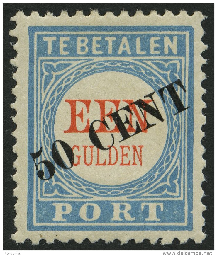 PORTOMARKEN P 27III *, 1906, 50 C. Auf 1 G. Hellblau/rot, Type III, Falzrest, Pracht, Mi. 160.- - Impuestos