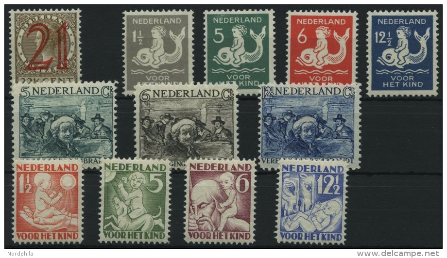 NIEDERLANDE 228-39A *, 1929-30, K&ouml;nigin Wilhelmina, Rembrandt, Voor Het Kind, Falzrest, 12 Prachtwerte - Otros & Sin Clasificación