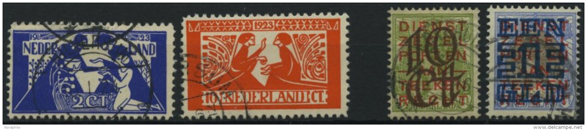 NIEDERLANDE 134-37 O, 1923, K&uuml;nstlerhilfe Und K&ouml;nigin Wilhelmina, 4 Prachtwerte, Mi. 60.- - Otros & Sin Clasificación