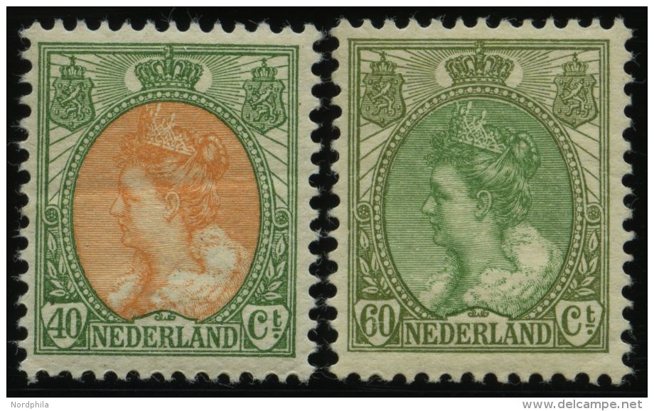 NIEDERLANDE 97/8A *, 1920, K&ouml;nigin Wilhelmina, Gez&auml;hnt K 121/2, Falzrest, 2 Prachtwerte - Otros & Sin Clasificación