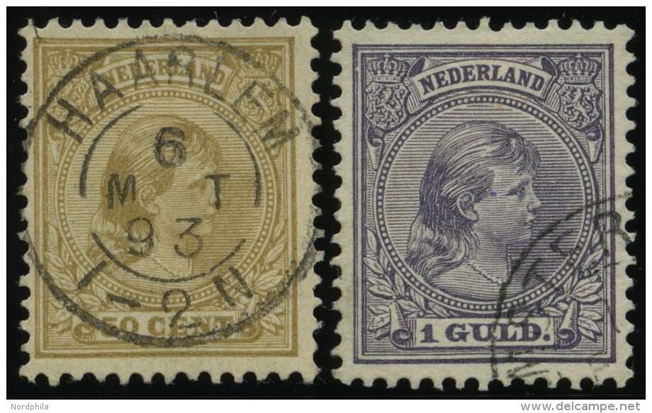 NIEDERLANDE 43a,44 O, 1891, 50 C. Olivbraun Und 1 G. Blauviolett, 2 Prachtwerte, Mi. 105.- - Otros & Sin Clasificación