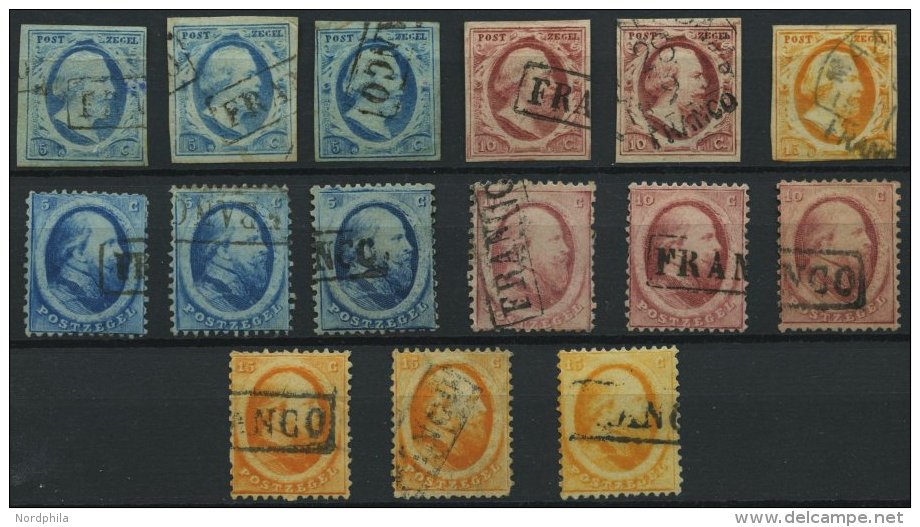 NIEDERLANDE 1-6 O, 1852/64, K&ouml;nig Willem III, 15 Werte In Nuancen, Feinst/Pracht - Otros & Sin Clasificación