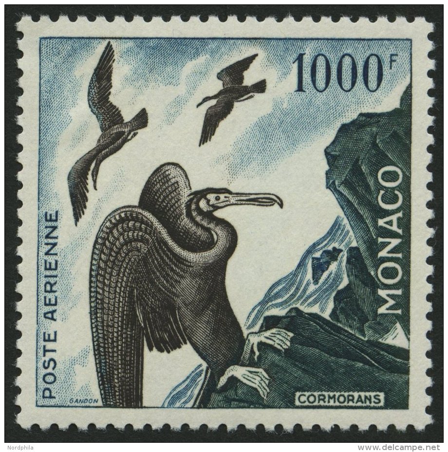 MONACO 505A *, 1955, 1000 Fr. Kormoran, Gez&auml;hnt K 11, Falzrest, Pracht - Sonstige & Ohne Zuordnung