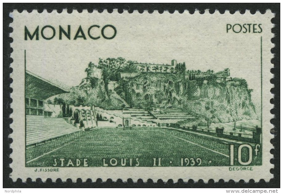 MONACO 189 *, 1939, 10 Fr. Einweihung Des Louis II. Stadions, Falzrest, Pracht - Sonstige & Ohne Zuordnung