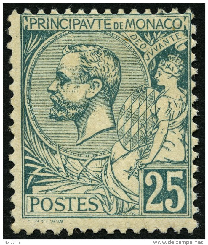 MONACO 16 *, 1891, 25 C. Gr&uuml;n, Falzrest, Pracht, Mi. 300.- - Otros & Sin Clasificación