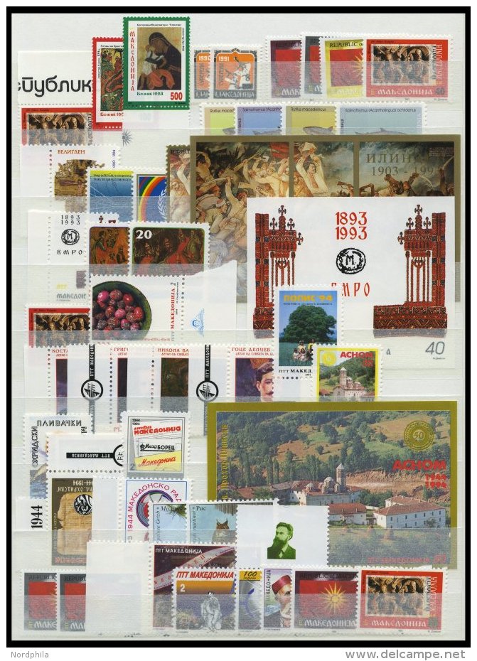 MAKEDONIEN **, Postfrische Partie Verschiedener Ausgaben Von 1992-95, Dazu Zwangszuschlagsmarken Fast Komplett, Prachter - Nordmazedonien