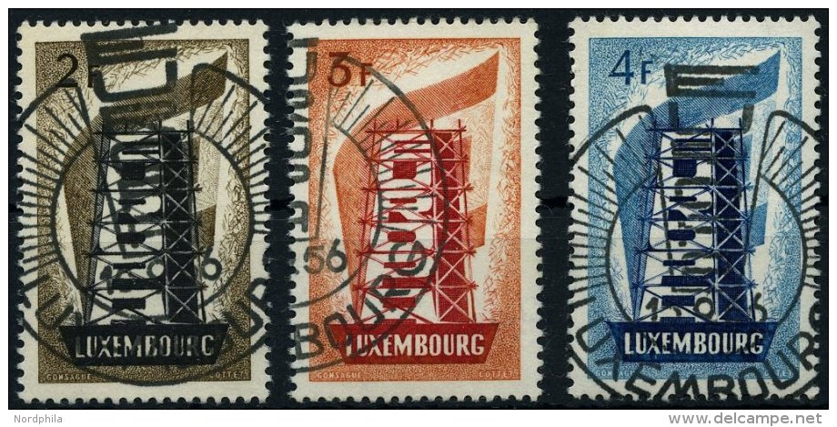 LUXEMBURG 555-57 O, 1956, Europa, Sonderstempel, Prachtsatz, Mi. 80.- - Dienstmarken