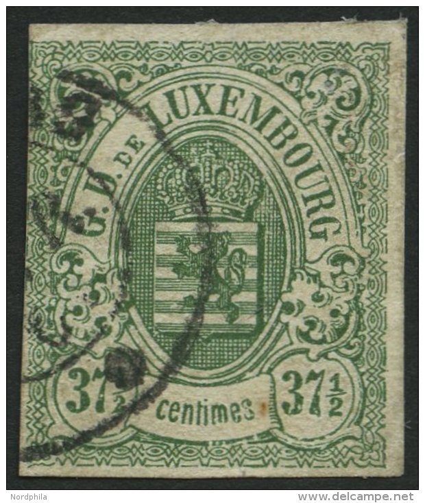 LUXEMBURG 10 O, 1859, 371/2 C. Gr&uuml;n, Links Teils Leicht Ber&uuml;hrt Sonst Vollrandig Pracht, Mi. 250.- - Oficiales