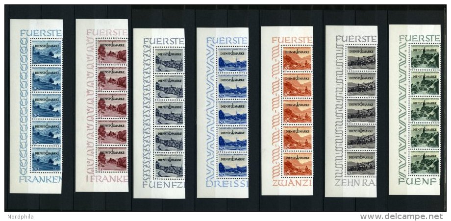 DIENSTMARKEN D 28-34 **, 1947, Gemeinden Und Landschaften, Je Im Senkrechten F&uuml;nferstreifen Vom Linken Rand, Pracht - Dienstmarken