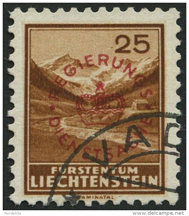 DIENSTMARKEN D 15a O, 1935, 25 Pf. Saminatal, Aufdruck Rot, Pracht, Mi. 120.- - Oficial