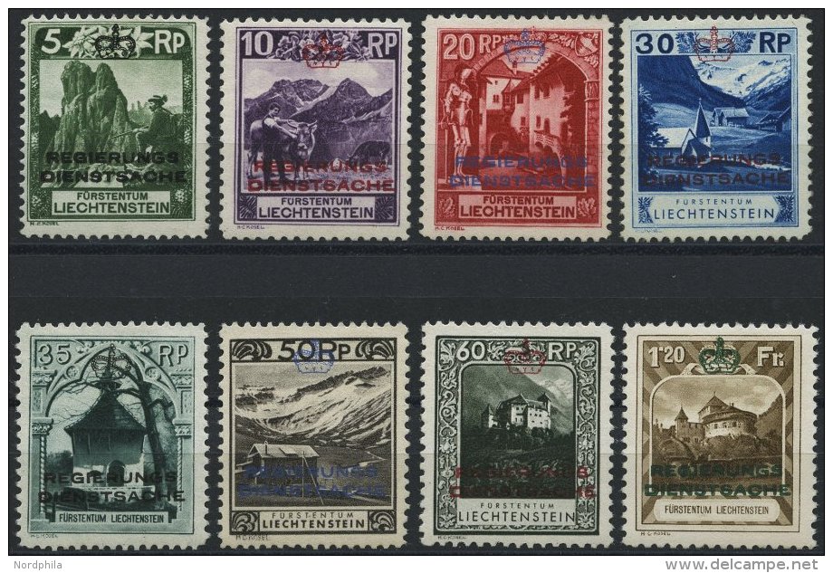 DIENSTMARKEN D 1-8 *, 1932, Landschaften, Falzrest, Prachtsatz, Mi. 480.- - Dienstmarken