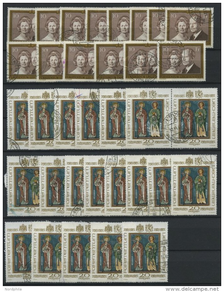 LIECHTENSTEIN 614,734 O, 1974/9, 10 Fr. Madonna (12x) Und 20 Fr. Heiliger Lucius (20x), Erhaltung Etwas Unterschiedlich, - Otros & Sin Clasificación