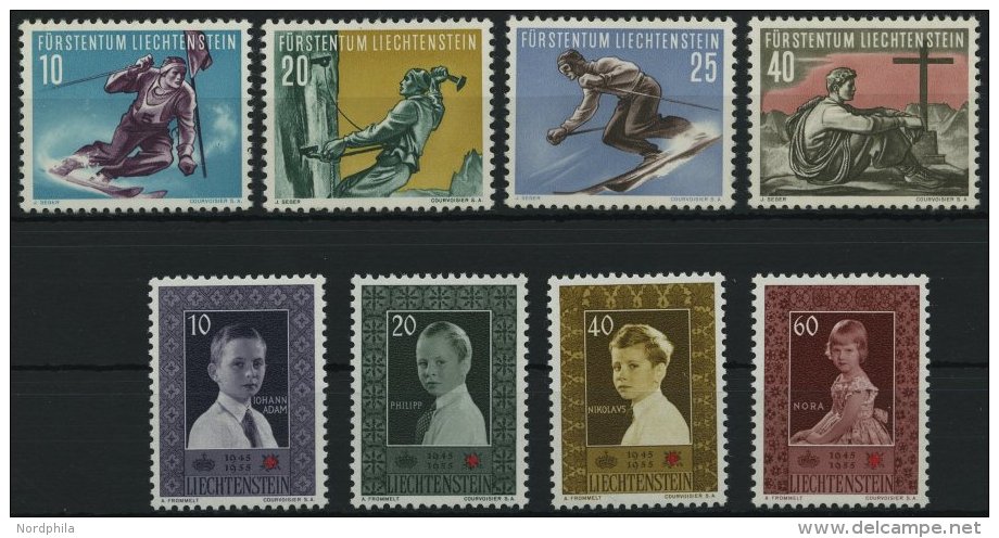 LIECHTENSTEIN 334-37,338-41 **, 1955, Sport Und Rotes Kreuz, 2 Prachts&auml;tze, Mi. 104.- - Otros & Sin Clasificación