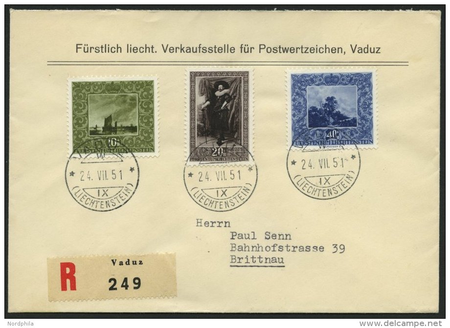 LIECHTENSTEIN 301-03 BRIEF, 1951, 2. Gem&auml;ldegalerie Auf FDC, Einschreibbrief, Pracht, Mi. 140.- - Otros & Sin Clasificación