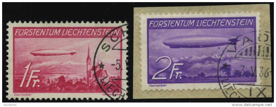 LIECHTENSTEIN 149/50 O, BrfStk, 1936, Zeppeline, Pracht, Gepr. Liniger, Mi. 240.- - Sonstige & Ohne Zuordnung