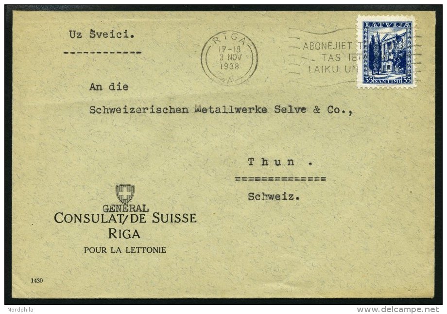 LETTLAND 236 BRIEF, 1934, 35 S. Neue Verfassung Lettlands Mit Maschinenstempel ABONEJIET TELEFONU Auf Brief Des Schweize - Lettland