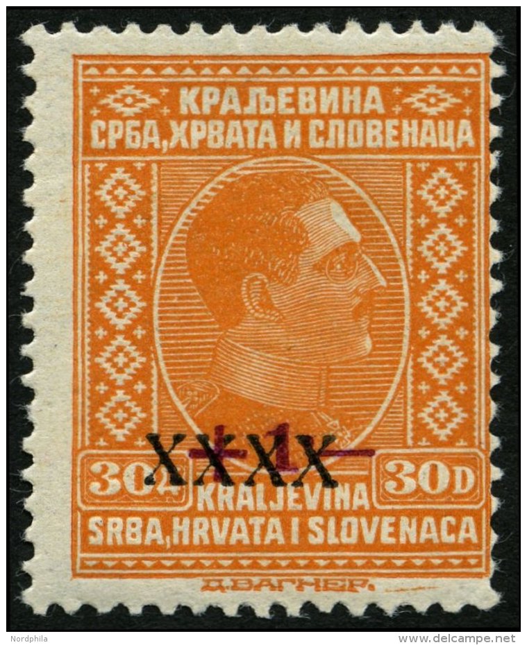 JUGOSLAWIEN 221 **, 1928, 30 Din. Orange, &uuml;blich Gez&auml;hnt Pracht, Mi. 400.- - Sonstige & Ohne Zuordnung