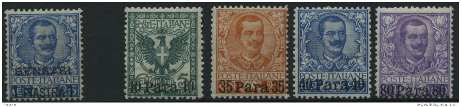 POST IM AUSLAND 1-5 *, Italienische Post In Der Levante: 1901/2, Bengasi Und Postamt In Janina, Falzrest, Nr. 1 Bugspur - Sonstige & Ohne Zuordnung