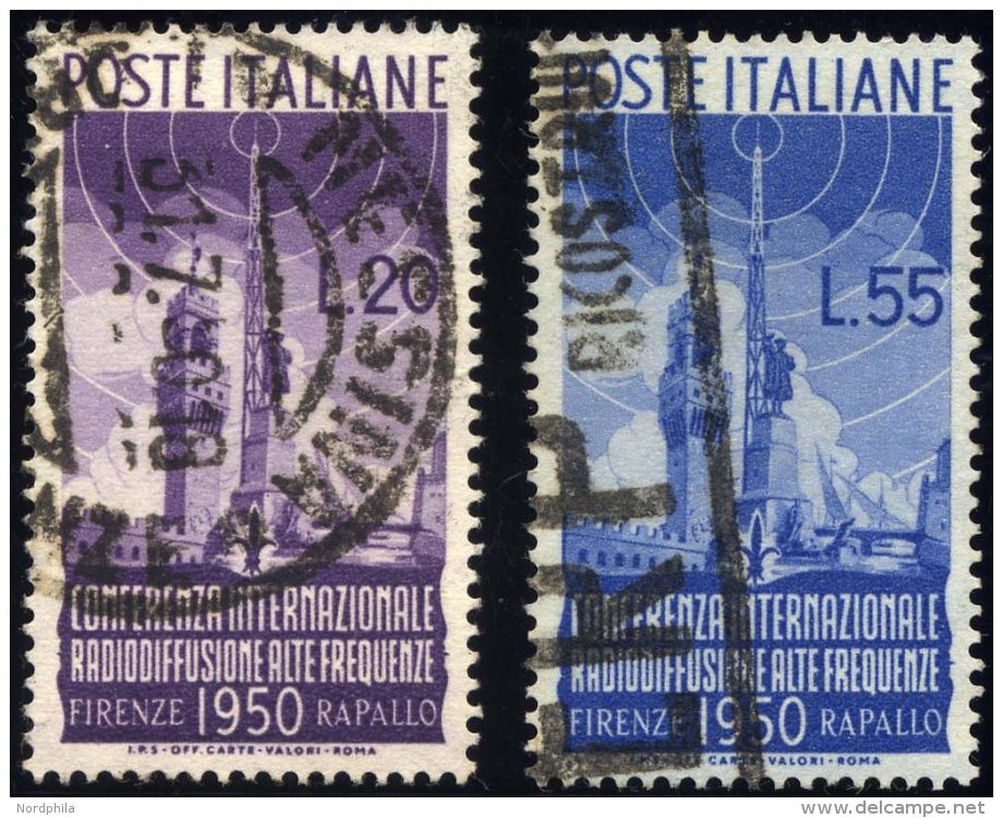ITALIEN 796/7 O, 1950, Radiokonferenz, 2 Prachtwerte, Mi. 90.- - Italia