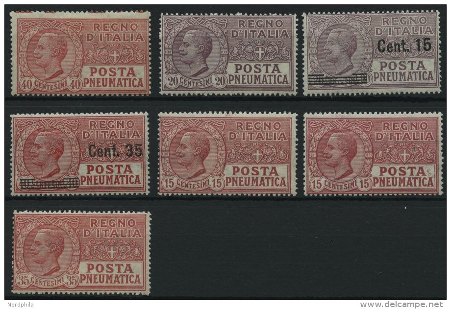 ITALIEN * , 1925-28, Rohrpostmarken (Mi.Nr. 229,253,268/9,272-74), Falzrest, 7 Prachtwerte - Sin Clasificación