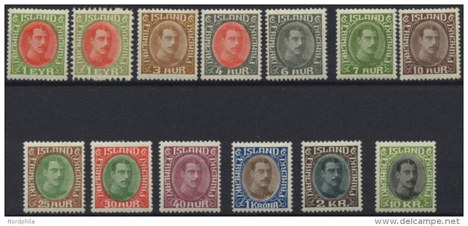 ISLAND 156-67 *, 1931-37, K&ouml;nig Christian X, Falzrest, Prachtsatz, Facit 7700.- Skr. - Sonstige & Ohne Zuordnung