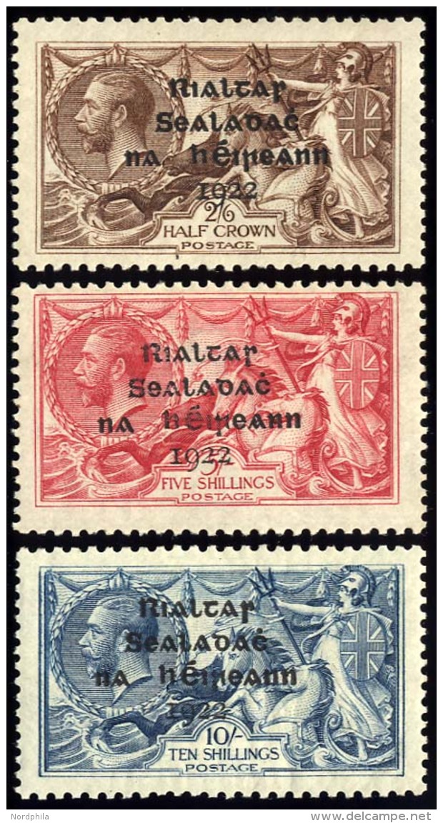 IRLAND 9-11I *, 1922, Vierzeiliger Aufdruck, Type I, Falzrest, Prachtsatz - Otros & Sin Clasificación