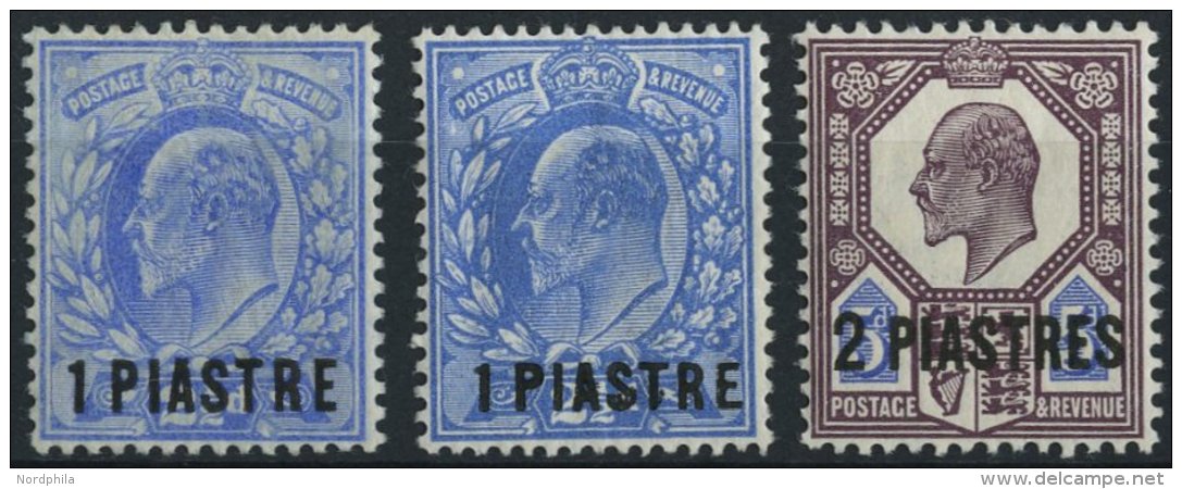 POST IN DER T&Uuml;RKEI 23I,II,24 *, 1906/12, 1 Pia Auf 21/2 P. Und 2 Pia. Auf 5 P. K&ouml;nig Edward VII, Falzrest, 3 P - Sonstige & Ohne Zuordnung