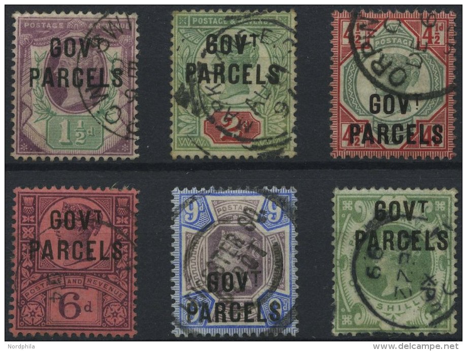 DIENSTMARKEN D 26-31 O, 1887/92, GOVT. PARCELS, Rundstempel, Prachtsatz, Mi. (450.-) - Oficiales