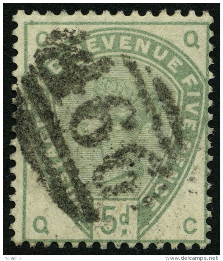 GROSSBRITANNIEN 78 O, 1884, 5 P. Dunkelgraugr&uuml;n, Pracht, Mi. 160.- - Oblitérés