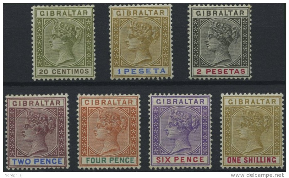 GIBRALTAR 30-36 *, 1895/98, K&ouml;nigin Viktoria, Falzreste, 2 Prachts&auml;tze, Mi. 155.- - Gibraltar