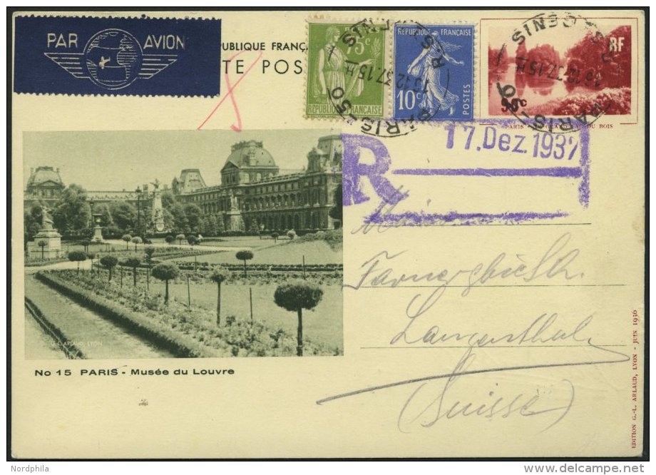 GANZSACHEN P 58 BRIEF, 1937, 90 C. Grand Lac Du Bois Ganzsachenkarte Mit 10 Und 75 C. Zusatzfrankatur (Mi.Nr. 271 Und 27 - Sonstige & Ohne Zuordnung