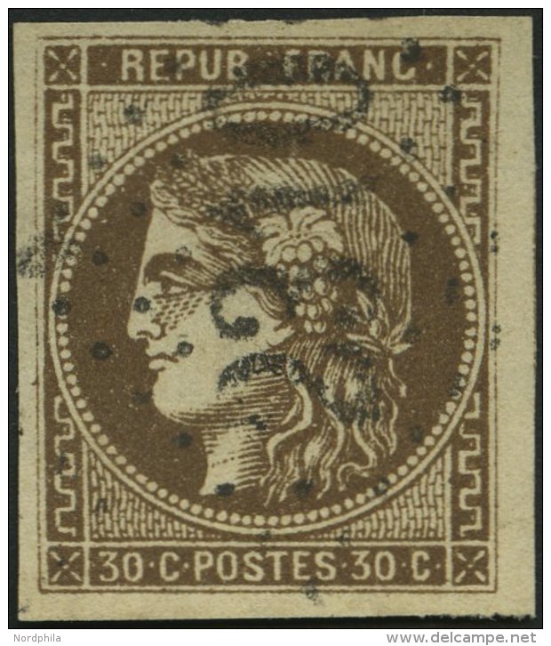 FRANKREICH 42a O, 1870, 30 C. Braun, Nummernstempel 2310, Kabinett, Mi. (260.-) - Otros & Sin Clasificación