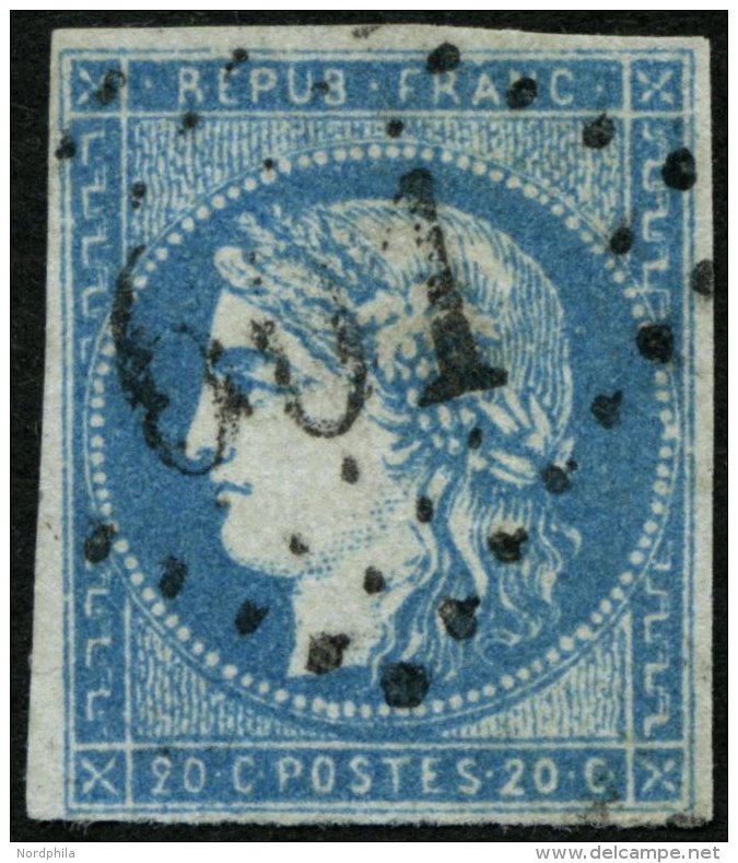 FRANKREICH 41I O, 1870, 20 C. Blau, Type I, Pracht, Mi. 750.- - Otros & Sin Clasificación