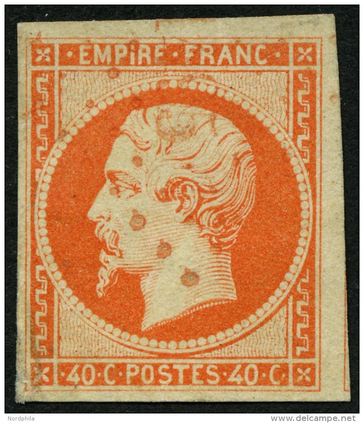 FRANKREICH 15a O, 1853, 40 C. Rotorange Mit Roter Ziffernraute Von Le Havre, Pracht, RR!, Fotoattest Von Der Weid - Sonstige & Ohne Zuordnung