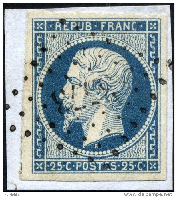 FRANKREICH 9a BrfStk, 1852, 25 C. Blau, Nummernstempel 3573, Kabinettbriefst&uuml;ck - Sonstige & Ohne Zuordnung