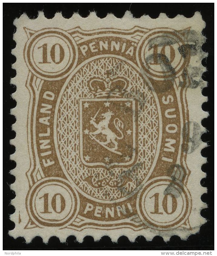 FINNLAND 15C O, 1875, 10 P. Braun, Gez&auml;hnt L 11:121/2, Feinst, Mi. 320.- - Sonstige & Ohne Zuordnung