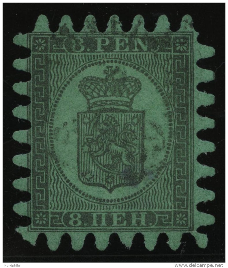 FINNLAND 6Cx O, 1867, 8 P. Schwarz Auf Gr&uuml;n, Praktisch Alle Zungen, Pracht - Sonstige & Ohne Zuordnung