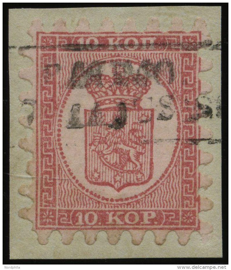 FINNLAND 4Bx BrfStk, 1865, 10 K. Rosakarmin Auf Rosa, R2 RAUMO, Praktisch Alle Zungen, Prachtbriefst&uuml;ck - Otros & Sin Clasificación